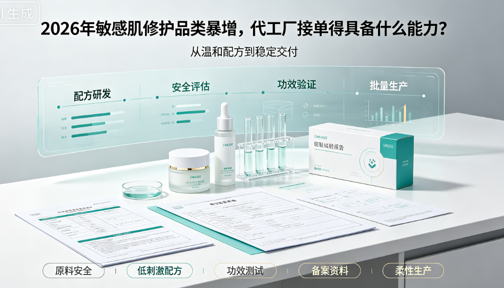 2026年敏感肌修护品类暴增，代工厂接单得具备什么能力？