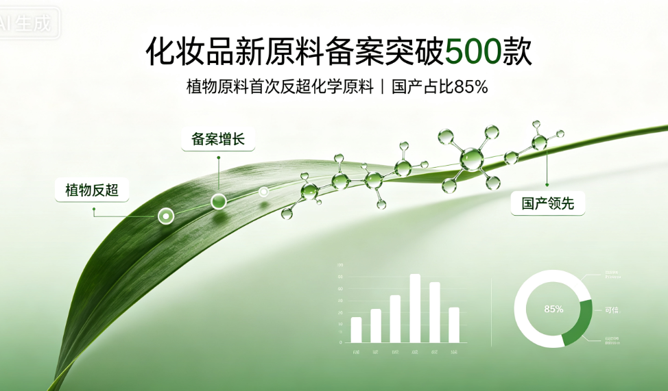 化妆品新原料备案突破500款：植物原料首次反超化学原料，国产占比85%