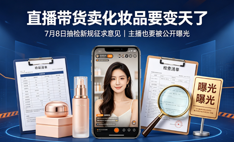 直播带货卖化妆品要变天了：7月8日抽检新规征求意见，主播也要被公开曝光