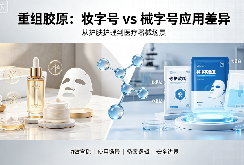 重组胶原在妆字号和械字号里，应用有什么不同