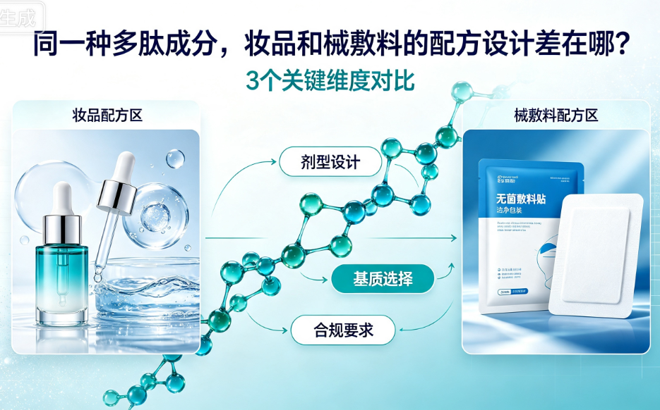 同一种多肽成分,妆品和械敷料的配方设计差在哪?3个关键维度对比