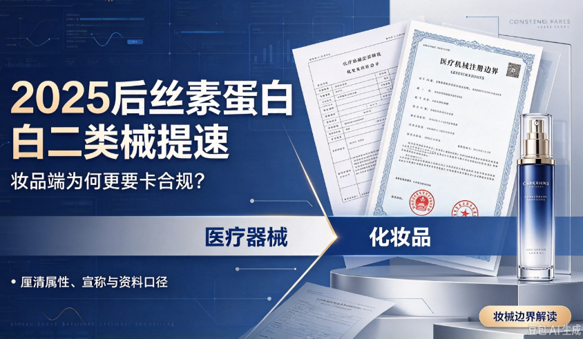 2025后丝素蛋白二类械提速：妆品端为何更要卡合规？妆械边界解读