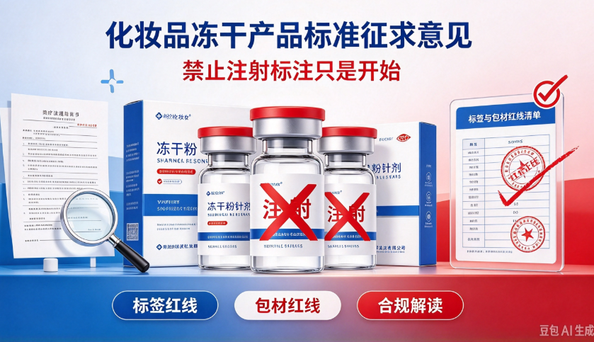 中检院化妆品冻干产品标准征求意见:禁止注射标注只是开始,标签与包材红线解读