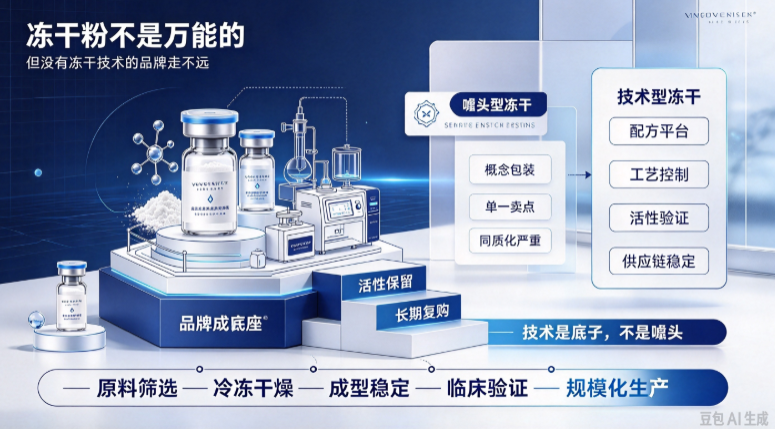 冻干粉不是万能的，但没有冻干技术的品牌走不远，技术是底子不是噱头